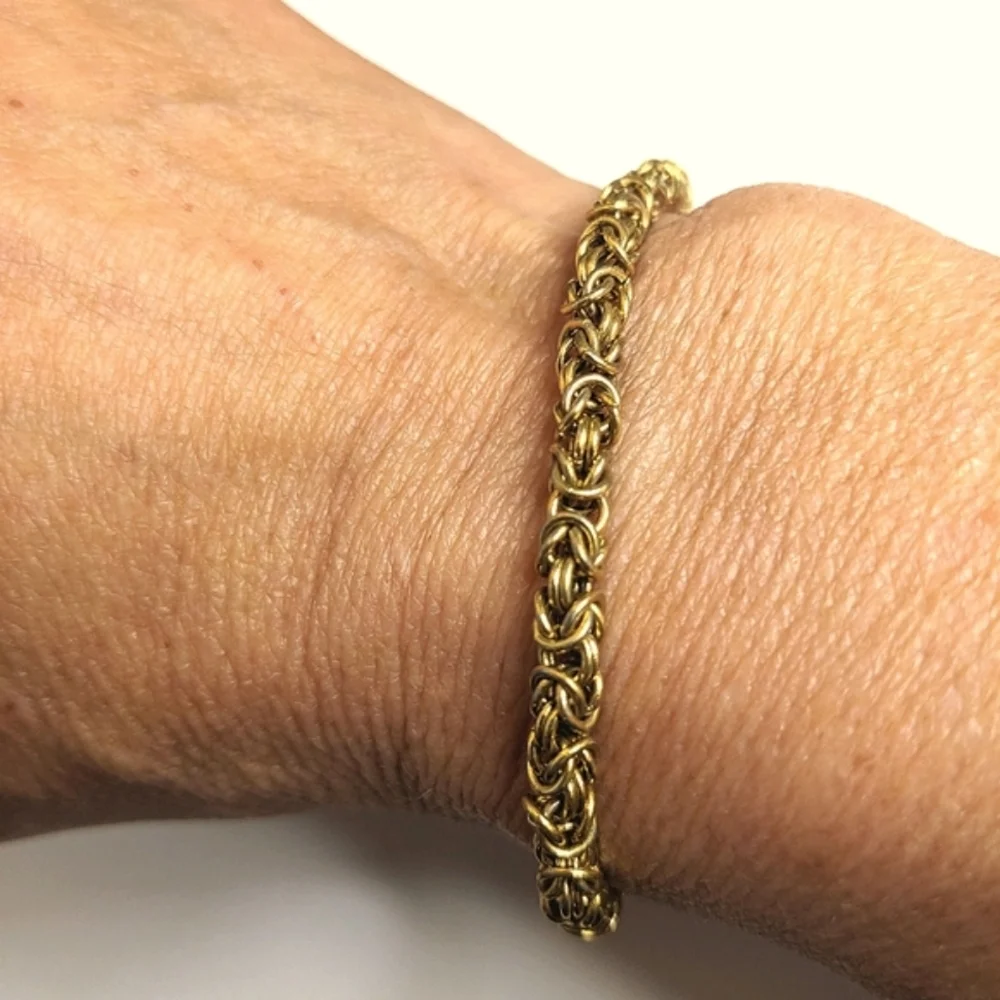 Vintage Signed‎ DM Byzantine Gold Tone Bracelet 7.5 Inches
